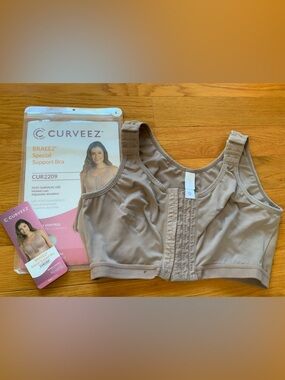 Curveez Front-Closure Bra in Tan - surgery recovery